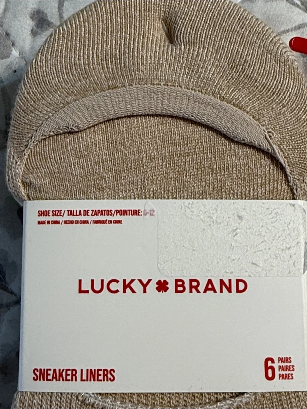 Lucky Brand Beige Low-Cut Sneaker Liner Socks - Stay-In-Place Ankle
